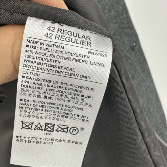 Banana Republic Mens Sport Coat 42R Standard Fit Wool Blend Grey Herringbone - Picture 4 of 15